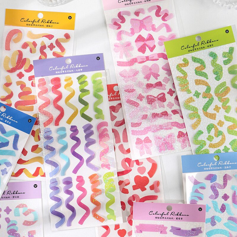 1pc Colored Ribbon Laser Stickers shanggu Colorful-JournalTale