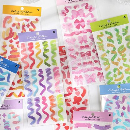 1pc Colored Ribbon Laser Stickers shanggu Colorful-JournalTale