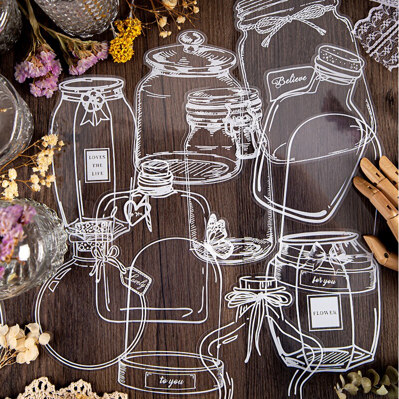20pcs Transparency glass bottle PET Sticker Diy-JournalTale