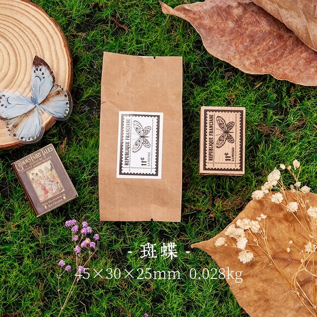Vintage Butterfly Dragonfly Animal Stamp DIY Wooden Stamps-JournalTale