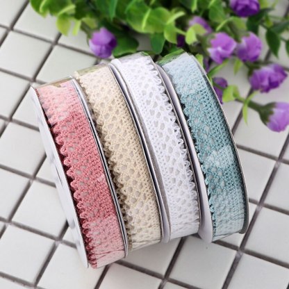 2 Yards Lace Self-adhesive Decoration Tape Sticker Cotton 1.5CM-JournalTale