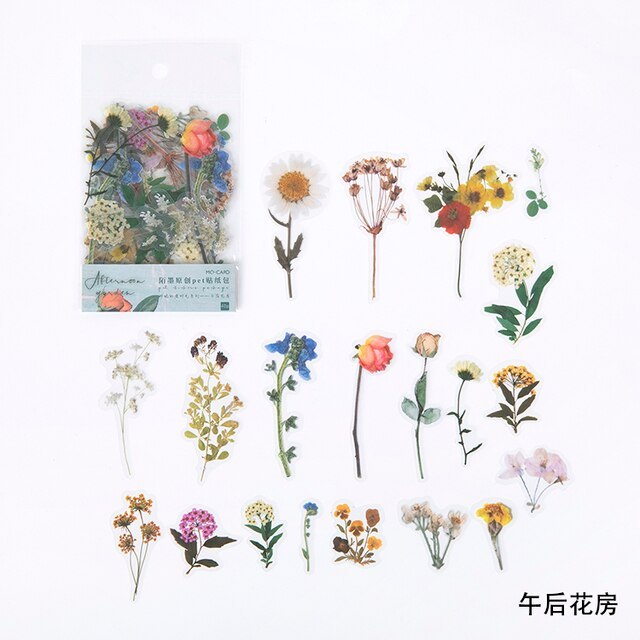 40pcs/bag Vintage leaves flowers PET sticker package-JournalTale