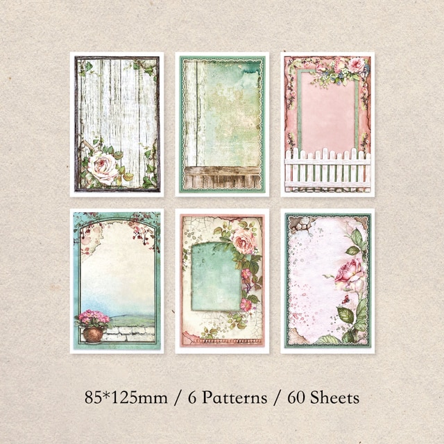 60Sheets Vintage Paper  Flowers-JournalTale