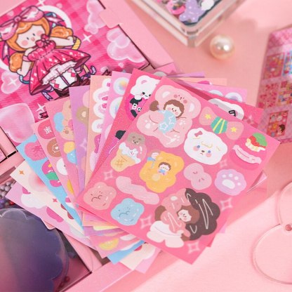 15pcs/lot Cute Sticker Guka Set Lovely Girl Adhensive Labels-JournalTale