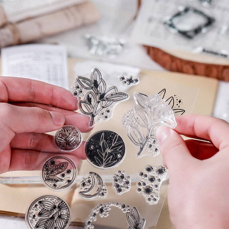 Pikadingnis Silicone Stamps Retro Rubber Clear Stamp Transparent Silicone  Stamps Flowers Letters Clear Stamps Seal DIY Scrapbooking Arts Crafts