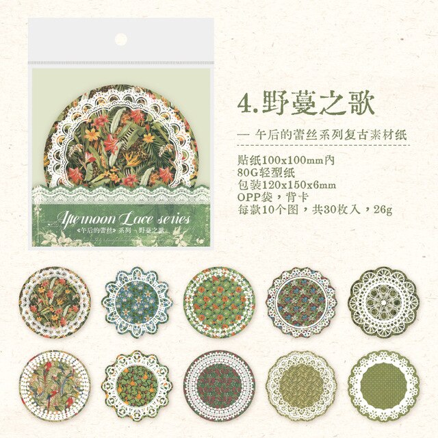 30pcs/lot Memo Pads Material Paper Afternoon Lace Paper-JournalTale