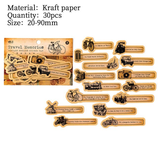 30 pcs Retro English sticker pack nostalgic European old-JournalTale