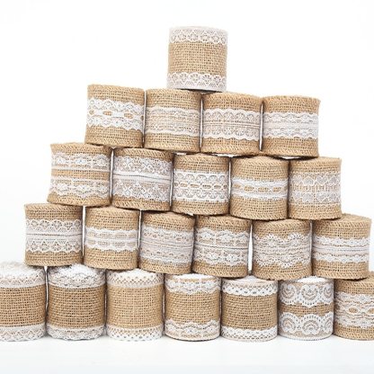 2M 5CM Natural Jute Burlap Rolls with Lace-JournalTale