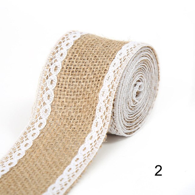 2M 5CM Natural Jute Burlap Rolls with Lace-JournalTale