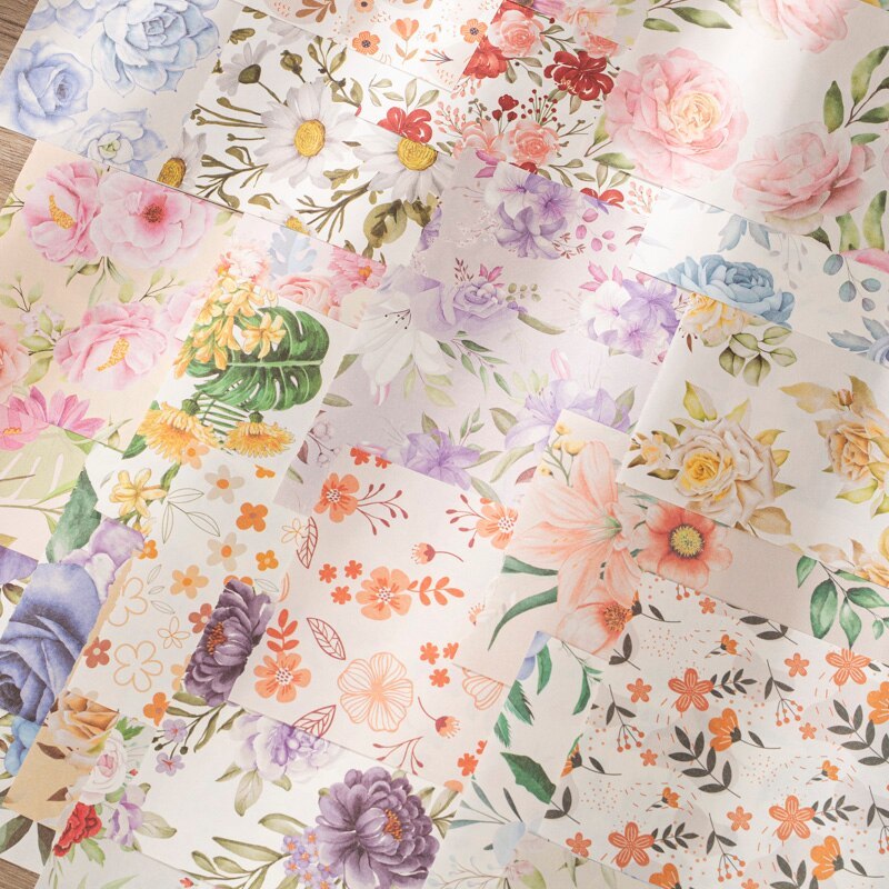 100 Unrepeated Patterns Aesthetic Flower Memo Pads-JournalTale
