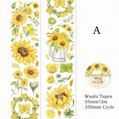 55mm*2m Gold Foil Floral Tapes Washi Paper Sticker-JournalTale