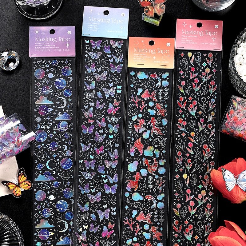 60mm*350mm Strip PET Washi Tape Colorful Butterfly Stars-JournalTale