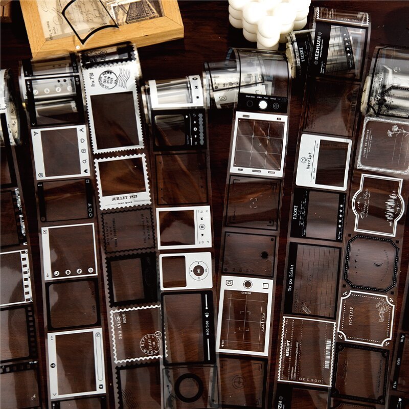 5.5cm x 2m Vintage Film Boarder Black and White Masking Tape-JournalTale