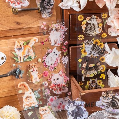 Cat stickers 6 Sheets  Adhesive Diy Sticker Decorative Diary-JournalTale