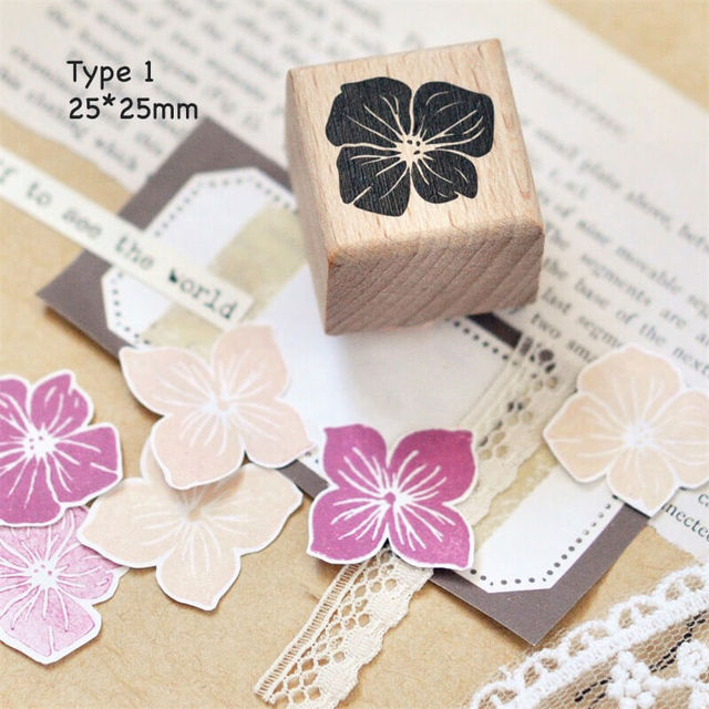 Stamp Wooden Scrapbook Supplies Flower Petal Birds Stamps-JournalTale