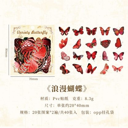 40pcs Color Butterfly Decorative Waterproof Stickers-JournalTale