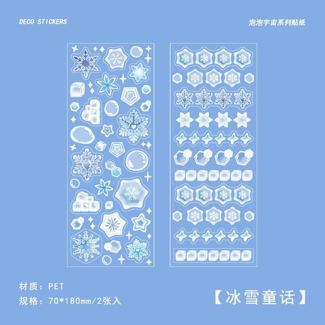 2 Pcs Small Snowflake Planet Stickers Korean Stickers-JournalTale