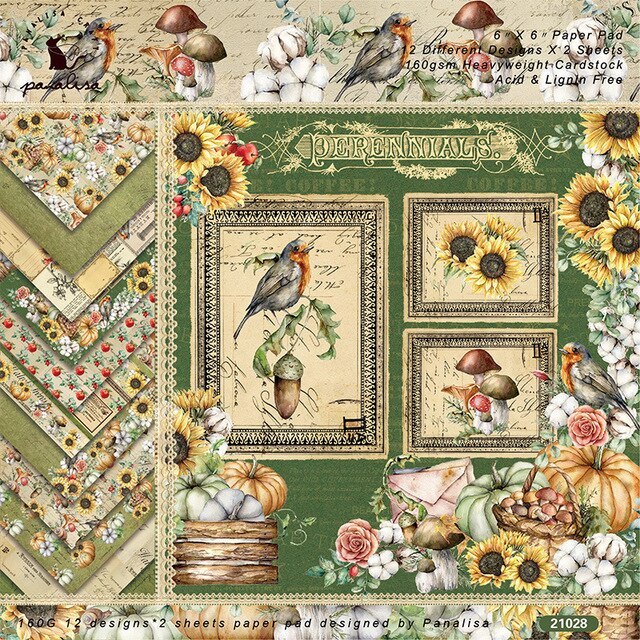 12 Sheets Vintage Plant Collections Scrapbooking Material Papers-JournalTale