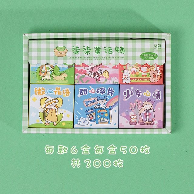 300pcs/box 6 Designs Cute Stickers for Bullet Journaling Scrapbooking kawaii-JournalTale