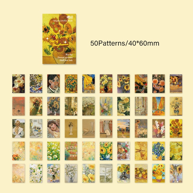 50pcs/pack Painting Style Stickers Mini Book DIY Scrapbooking-JournalTale