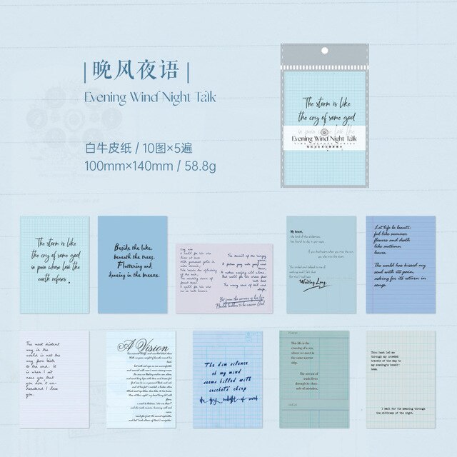 50pcs English Sentence Series Sticky Notes Vinatge Poetry Memo Pads-JournalTale