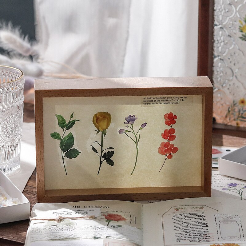40Pcs Vintage Flower Plant Scrapbooking PET Stickers-JournalTale