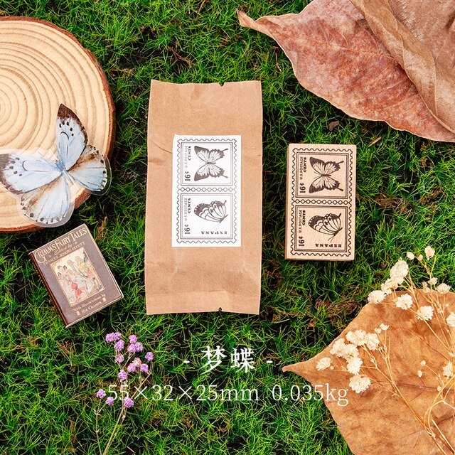 Vintage Butterfly Dragonfly Animal Stamp DIY Wooden Stamps-JournalTale