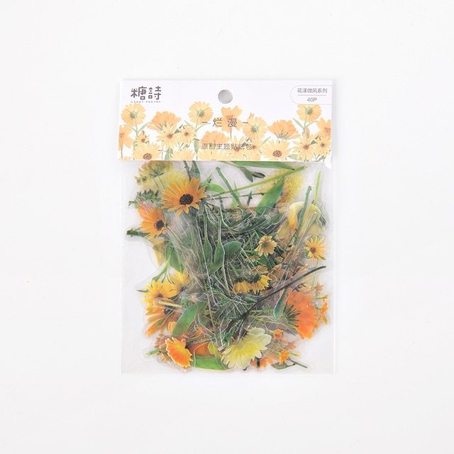 Flowers Sticker pack 40pcs Fresh Flower Plant Transparent-JournalTale