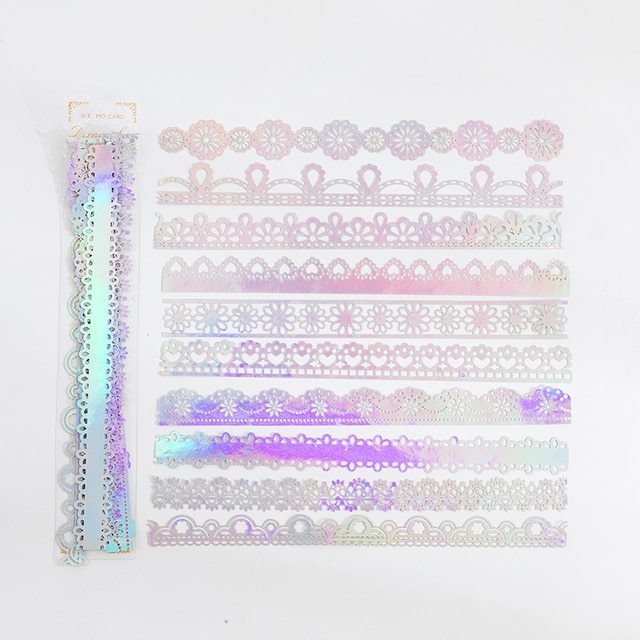 10 pcs Diy Scrapbooking paper Bronzing Lace Decoration paper-JournalTale