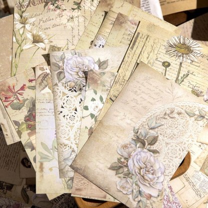 100Pcs Large Vintage Rose Flower Memo Pads Material Paper-JournalTale