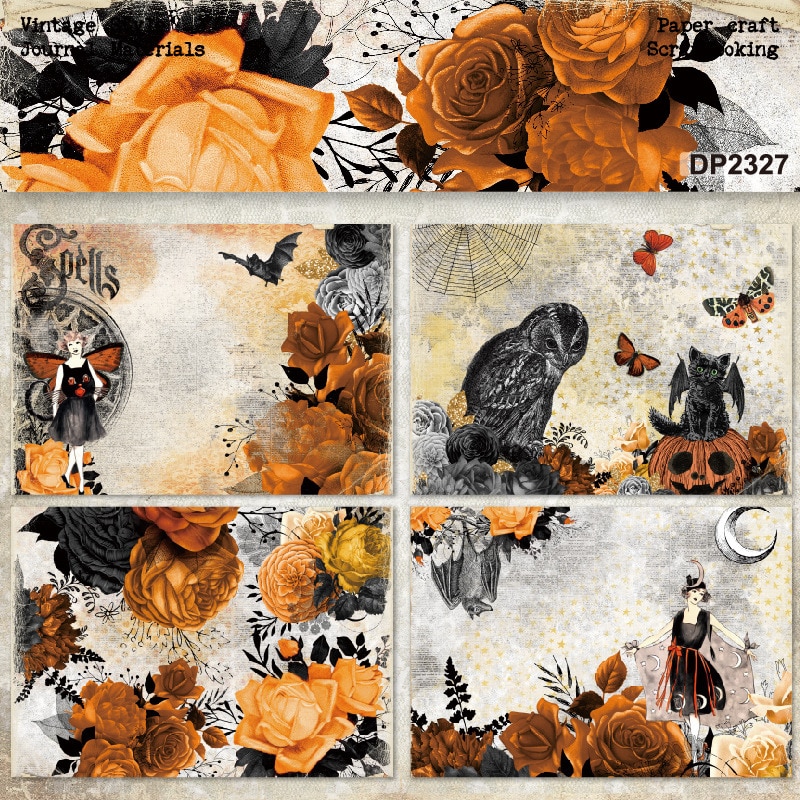 8 Sheets A5 Size Halloween Scrapbooking Patterned Paper-JournalTale