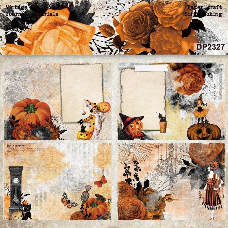 8 Sheets A5 Size Halloween Scrapbooking Patterned Paper-JournalTale
