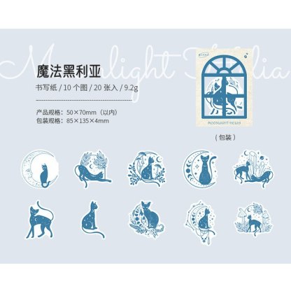 40pcs/1lot Scrapbook Sticker Moonlight Blacklia-JournalTale