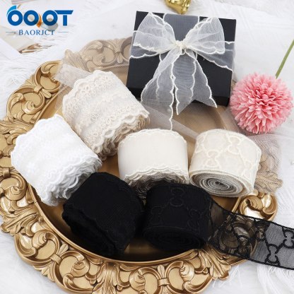 1Yards Mesh Embroidered Lace Ribbon-JournalTale