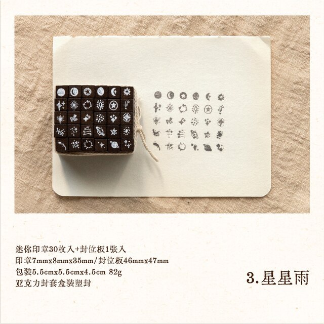 30pcs/box Cute Mini Wooden Rubber Stamp Set-JournalTale