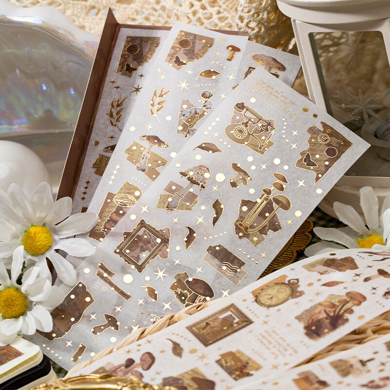 8Sheets/pack Vintage Laser Gold Sticker-JournalTale
