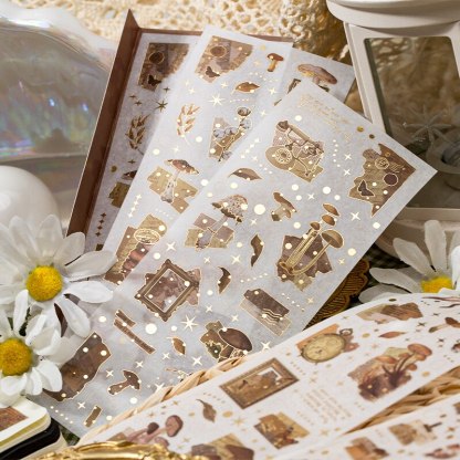 8Sheets/pack Vintage Laser Gold Sticker-JournalTale