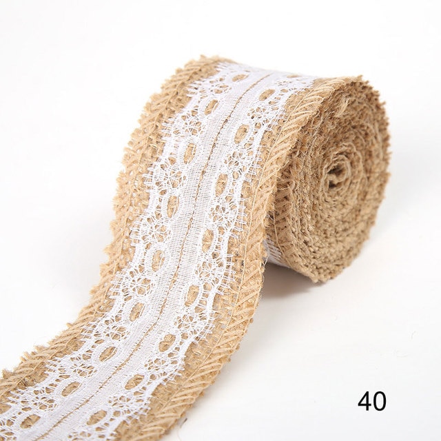 2M 5CM Natural Jute Burlap Rolls with Lace-JournalTale