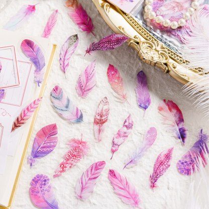 40pcs/pack PET Materials Feathers Series Stickers DIY Scrapbooking-JournalTale