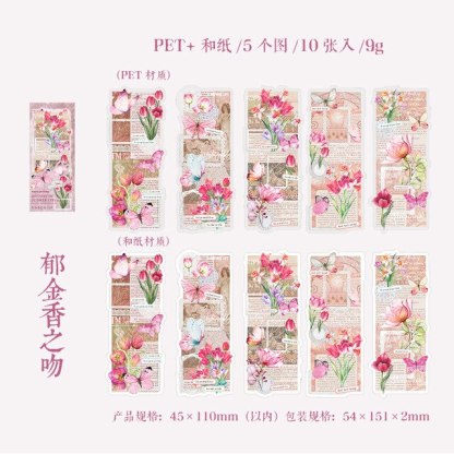 Retro Flower Butterfly Masking Washi Tape PVC Art Decorative-JournalTale