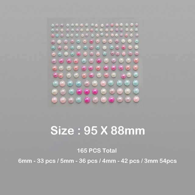 1 Sheet Plastic Semi-circular Pearl Decoration Stickers-JournalTale