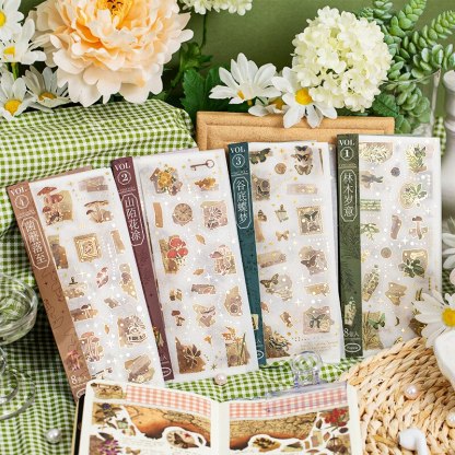 8Sheets/pack Vintage Laser Gold Sticker-JournalTale