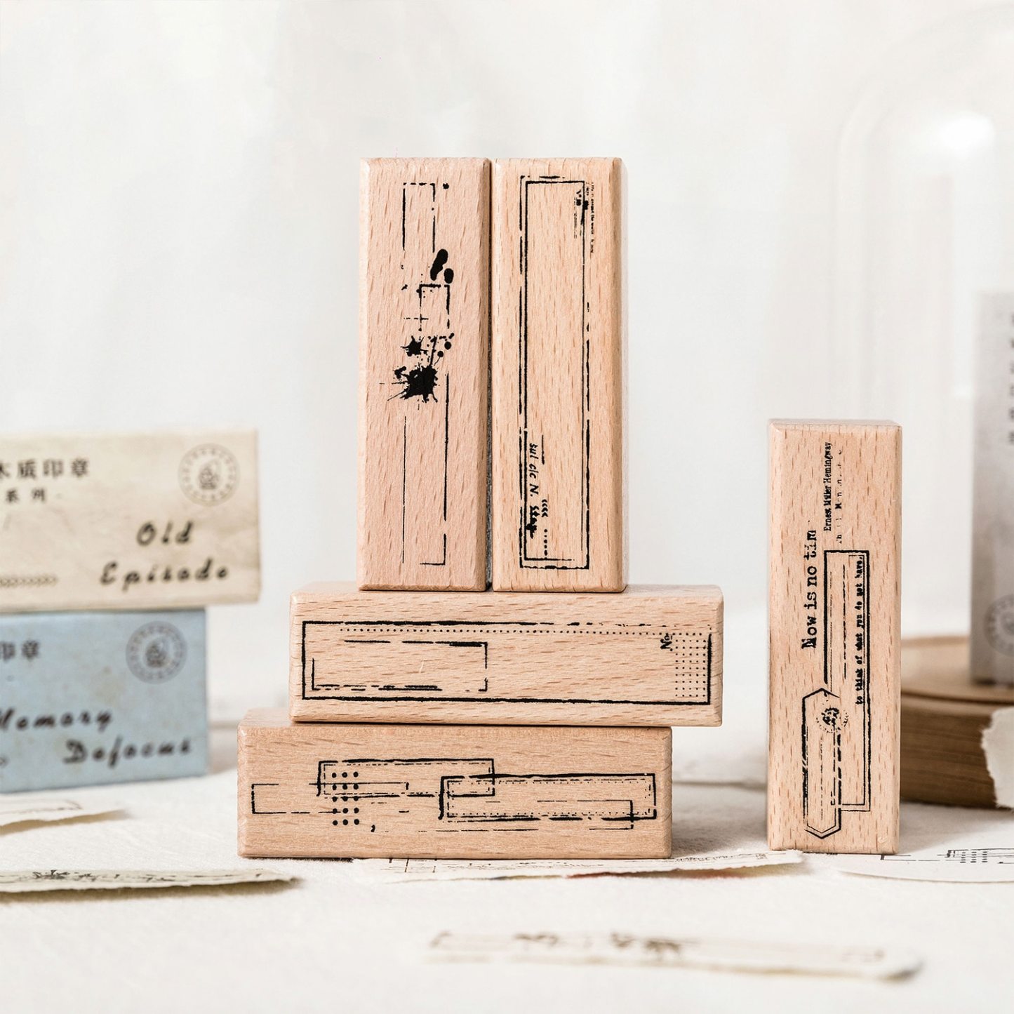 Broken Memory Vintage Literary Strip Wooden Border Stamp-JournalTale