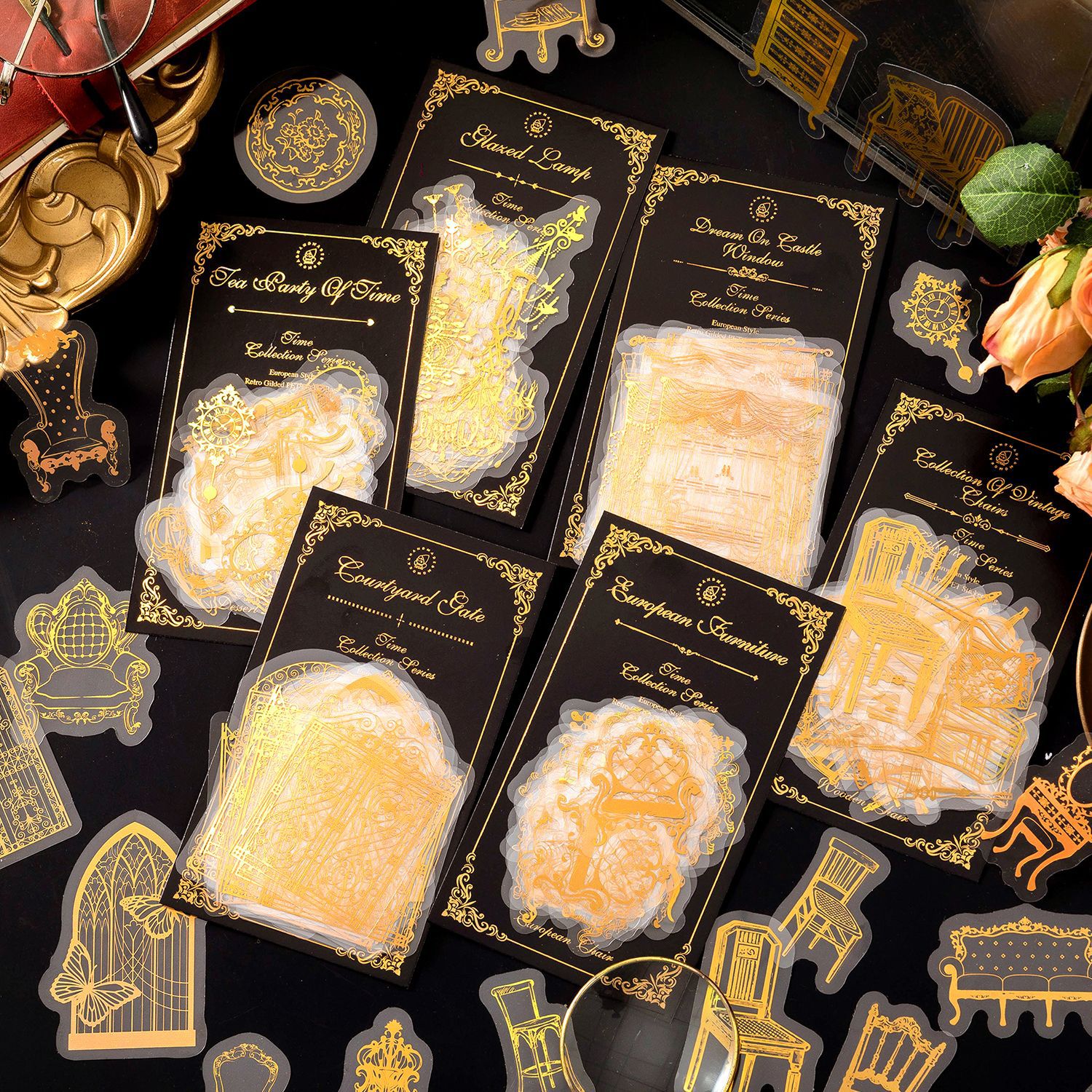 30PCS European Style Retro Gilding Sticker Pack-JournalTale