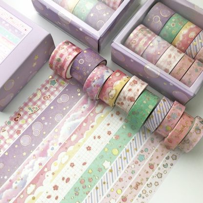10 Pcs/Set Gold Stamping Washi Tape Box-Packed Masking Tape-JournalTale
