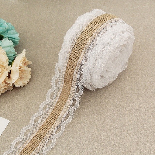 2Meter/Lot 25mm Natural Jute Burlap Hessian Lace-JournalTale