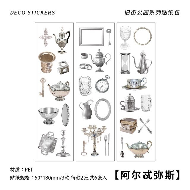6 sheets Domestic Sundries Flat Stickers Aesthetic Journal Sticker-JournalTale