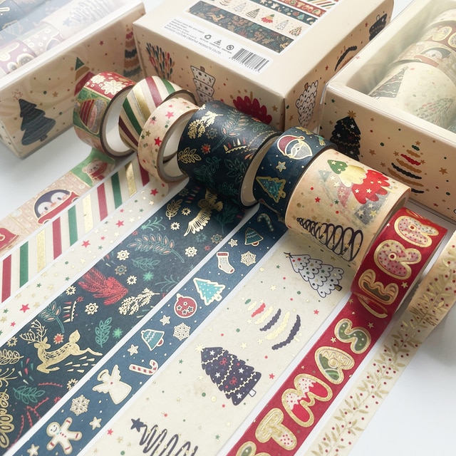 10 Pcs/Set Gold Stamping Washi Tape Box-Packed Masking Tape-JournalTale
