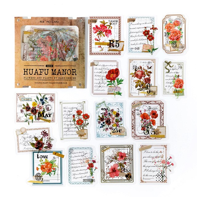 30pcs/lot Scrapbook Stickers Flower and plant handicrafts-JournalTale