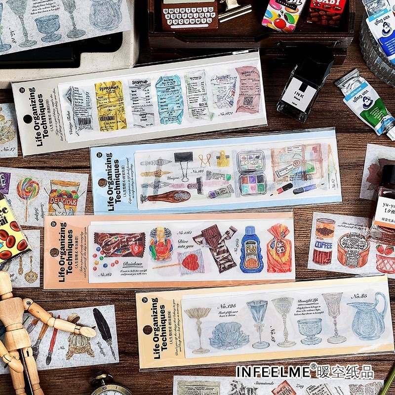 6 Pcs?Vintage Scrapbooking Sticker snack drink Adhesive-JournalTale